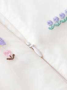 mini bala 女童刺绣网纱派对连衣裙,甜美彼得潘领 - 白綠色調 - 查看 11