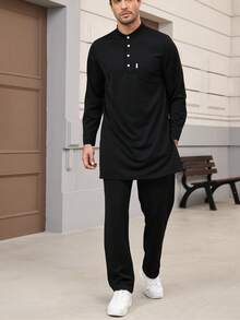 Muslimische Bekleidung komplettes Set aus Hemd und Hose, 2-teilige afrikanische Männerbekleidung, Kaftan, elegante Oberteile ohne lange Ärmel und Hosen, luxuriöser Anzug für Herren, Hochzeitsbekleidung für Männer