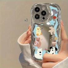 Funda para teléfono 1PC Diseño de TPU Teléfono de onda galvanizada, evita el desgaste, transpirable resistente al calor y al polvo, adecuado 11, 12, 13, 14, 15, 16 Plus Pro Promax XSMAX X/ XS - Plateado - Ver 3