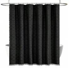 1 件波西米亚白色编织面料浴帘，带流苏，72 英寸 X 72 英寸，现代农舍简约风格，毛绒雪佛龙复古纹理，浴室防水窗帘，酒店装饰房间装饰浴室配件 - 彩色 - 查看 21