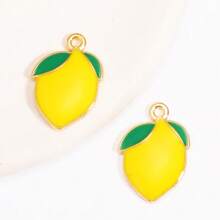5/10/15/25 Pcs Yellow Lemon Charms Pendant Enamel Fruit Jewelry Gold Plated Plant Beads With Hole For DIY Bracelet Necklace Keychain Earrings Craft Art Accessories Hair Clip Decorations