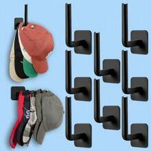 New L-Shaped Hat Hook, Baseball Cap Hook, Coat Hook, Adhesive Hook, No Trace, No Punching, Hat Hook, Simple Storage Back To School - Black - View 5