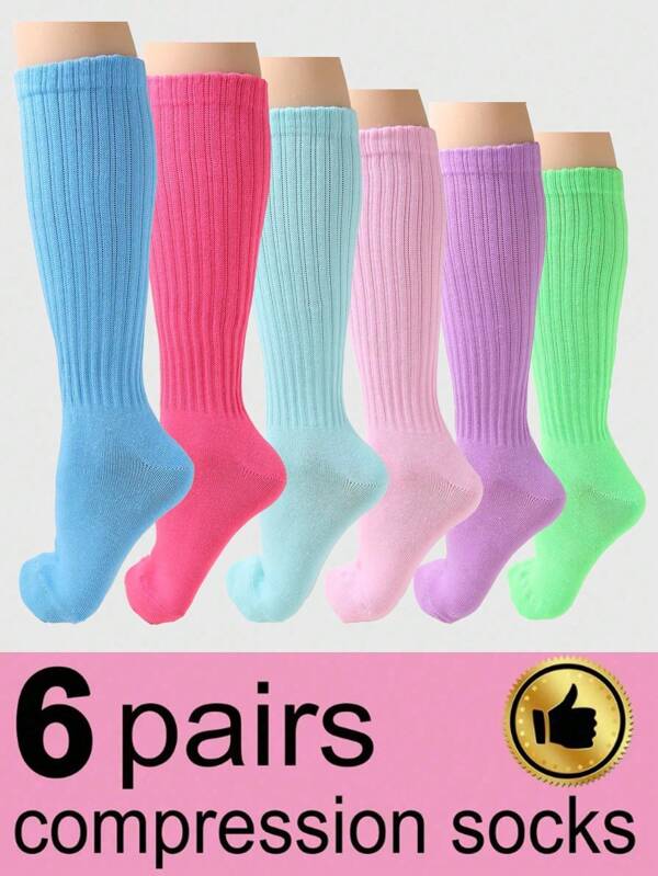 1/6 Pairs Women's Candy Color Series Fashionable Bubble Pile Socks, Comfortable, Soft, Classic, European Style, Casual Scrunch Socks,Slouch Socks, Crew Socks