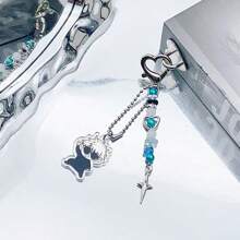 1pc Gojo Creative Star Phone Case Beaded Hanging Chain, Keychain Hanging Item Personalized Versatile Phone Chain, Car Hanging Fashion, Black And White Surrounding Fashion Creative Acrylic Beaded Phone Case Chain, Card Book Hanging Rope Camera Chain Valentine's Day Valentines School Cartoon
