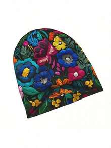 1pc Floral Pattern Visorless Beanie Cap, Windproof Pullover Hat Suitable For Everyday Wear - 27-1 - View 5