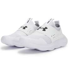 Under Armour 男式跑步鞋，轻便透气缓震，户外公路跑鞋，白色，魔术贴闭合运动鞋，无鞋带通勤步行户外运动鞋，健身房训练休闲鞋，RUNPLAY 3024870-106