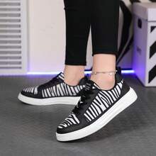 2025 New Zebra Print Women's Shoes - EVA Soft Sole Lace-Up Casual Sneakers, Chic Checkerboard Fashion Slip-On, Versatile Everyday Sports Plimsolls