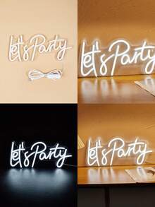 1個“let's Party” Led霓虹燈字母形狀,usb供電,適用於臥室牆面裝飾,節日派對婚禮裝飾 - 彩色 - 查看 5