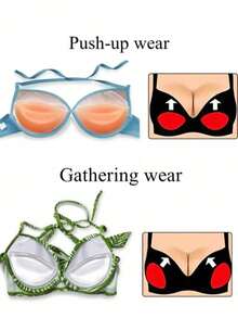 1 对可重复使用的硅胶胸垫 - 隐形聚拢垫，适用于泳装和内衣，柔软加厚增强垫，可自然提升胸部，非常适合比基尼， - 彩色 - 查看 3