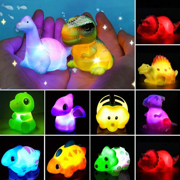 No Hole Bath Toys, Light Up Dinosaur Set, Bathtub Floating Water Toys, Great Gifts For Bathroom Water Tub Games Pool Party
