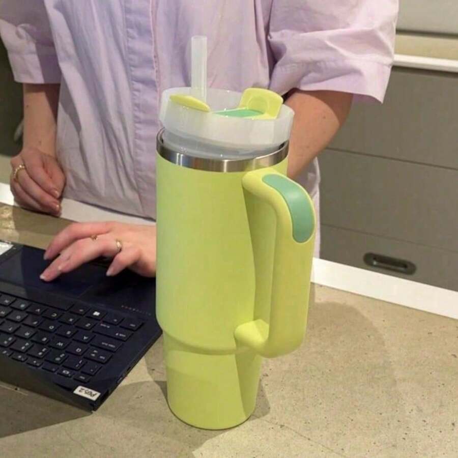 STANLEYSINCE 1913 40 OZStainless Steel Tumbler Double Wall Vacuum Insulated Portable Drinking Cup Travel Lced Coffee Mug  Summer Drinkware With Handle And Straw, Perfect ForTravel, Home, Office, Gift, Lce Drinks And Hot Drinks - 薄荷綠 - 查看 1