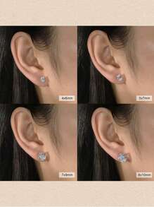 1 par de elegantes y brillantes pendientes de botón de zirconia 8A de alta calidad, con corte oval, de plata de ley 925, adorno de moda para mujeres, joyería con perforación, mejor regalo para cumpleaños, Navidad, novia, esposa, mamá y amor, joyería para bodas y compromiso