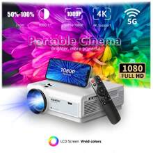 Proyector Staratlas 5G WiFi Bluetooth, Full HD 1080P nativo, proyector de cine en casa 4K, pantalla de 300 pulgadas, compatible con iOS/Android/Fire, proyector portátil mini - Tipo de Enchufe A USA (110-127V) - Ver 2