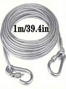 1 Set Stainless Steel Clothesline, Pet Leash, Portable For Indoor/Outdoor Laundry, Camping Accessories, Bathroom And Dormitory Ideal Choice