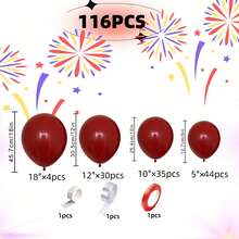 Bộ 116 bóng bay cao su màu đỏ, thích hợp cho đám cưới, sinh nhật, tiệc chia tay cuộc sống độc thân, kỷ niệm, tốt nghiệp, lễ hội hóa trang, lễ rửa tội, tiệc hồ bơi, tiệc chủ đề mùa hè, trang trí phòng khách, trang trí phông nền tiệc - Đỏ - Xem 5