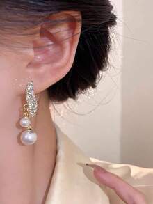 1pair Faux Pearl Dangle Earrings/Stud Earrings, Fashionable, Elegant, Classic, New, Luxury, Suitable For Any Occasions