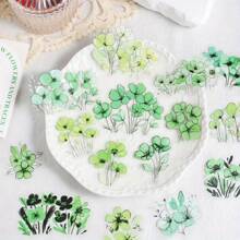 15 件透明花朵贴纸，用于剪贴簿 PET 花卉贴纸，彩色复古工艺贴纸，用于日记剪贴簿，透明花朵贴花，适用于学校用品，返校