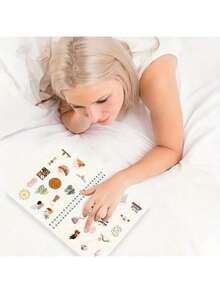 A5 Reusable Sticker Collection Book - 32 Rectangular Non-Sticky Sticker Pages, Adult Sticker Album,School Supplies,Back To School - Navy Blue - View 5