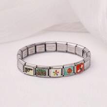 1PC Summer Casual Stainless Steel Bracelet, With Personalized Patterns Such As Pet Dogs And Beach Scenery, Suitable For Daily Wear