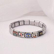 1PC Summer Casual Stainless Steel Bracelet, With Personalized Patterns Such As Pet Dogs And Beach Scenery, Suitable For Daily Wear