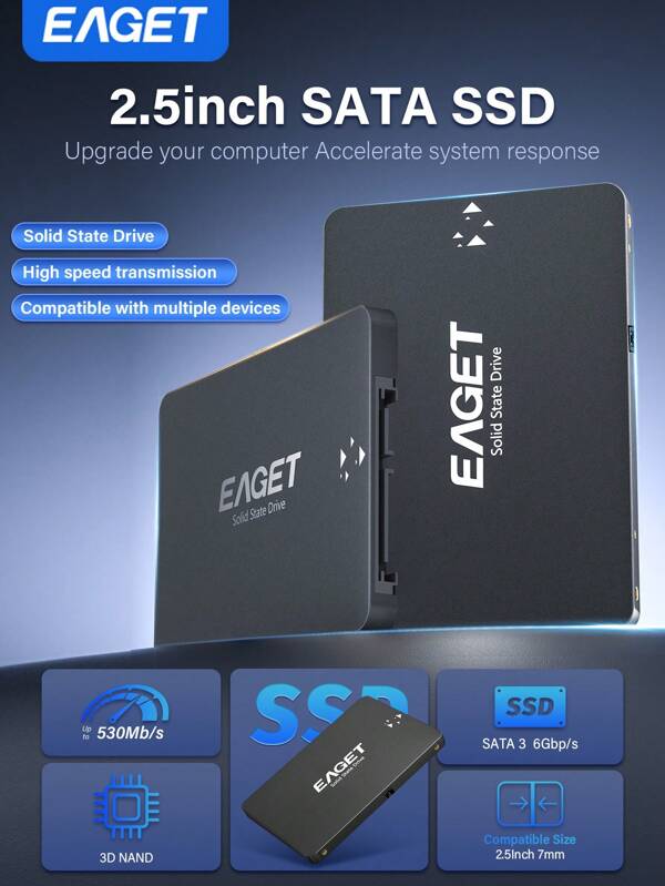 SSD Portátil, Unidade de Estado Sólido Interna SSD de 2TB, 2,5 polegadas SATA III SSD Interno, Até 550MB/s, Atualização de Memória e Armazenamento de PC ou Laptop para Profissionais de TI, Criadores, Usuários Comuns
