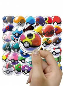 pokemon 50pcs Pokemon Cartoon Graffiti Stickers, Decorative Stickers For Scrapbooking, Gifts, Student Handmade Materials, Waterproof Stickers For Car, Luggage, Cup, Stationery