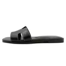 Open Toe Flat Dress Sandals Womens Slide Comfortable Summer Black, Brown, Sandals For Women AI-Sandal - 黑-黑SH - 查看 6