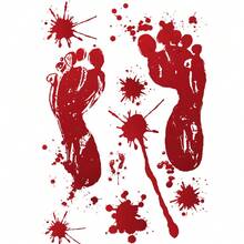 1pc/5pcs/10pcs Halloween Decorations Terror Bloody Handprint Footprint Window Stickers Halloween Party Wall Decal Stickers Floor Clings Props - Red - View 20