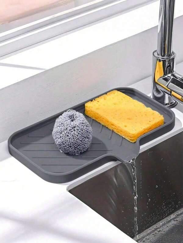 1 Pack Silicone Drain Soap Box Kitchen Bathroom Anti-Slip Sink Tray Creative Washing Table Soap Tray Free Punch Drain Rack Silicone Soap Holder With Drainage Design - Non-Slip Bathroom Organizer For Shower & Sink - No Standing Water