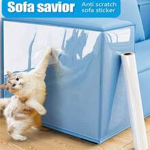 1 Roll Thick Clear Sofa Protective Film - Anti-Cat Scratch, Waterproof, Easy To Peel And Cut, No Residue Self-Adhesive, Suitable For Furniture, Walls, Marble Tables And Kitchen Countertops - Clear - View 2