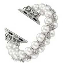 1 pulseira de pérola compatível com 38 mm 40 mm 41 mm 42 mm 44 mm 45 mm 46 mm 49 mm Pulseira de moda feminina adequada para UltraS10/9/8/7/6/5/4/3/2/1 Pulseira inteligente (excluindo relógio), o melhor presente para namoradas e amigos
