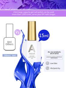 1pc15ml Gemstone Blue Gel Nail Polish, Soak Off Gel Nail Polish ,Long-Lasting And LED/UV Lamp Quick-Drying, For Home Salon Nail Art DIY - 寶藍色 - 查看 3