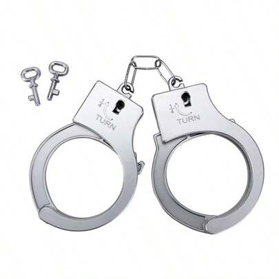 1 Set Vintage Handcuffs - 1 Pair Retro Silver Plastic Handcuff Set, Suitable For Party Costumes, Performances And Holiday Decorations, Interesting And No Power Required, Role-Playing Prop