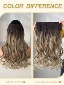 Tóc nối dài màu đen, xoăn gợn sóng, tóc giả nguyên đầu dành cho nữ. - Màu nâu ombre - Xem 11