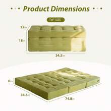 MAXYOYO 6-Inch Tri-Fold Mattress,Corduroy Folding Mattress,Double Foam Bed,Foldable Floor Mattress,Guest Bed Mattress Cover,Memory Foam Mattress Cover,Portable Camping Sleeping Bed