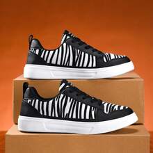 2025 New Zebra Print Women's Shoes - EVA Soft Sole Lace-Up Casual Sneakers, Chic Checkerboard Fashion Slip-On, Versatile Everyday Sports Plimsolls