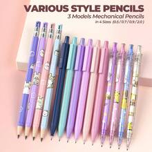 47PCS Aesthetic School Supplies, Mechanical Pencils 0.5mm, 0.7mm, 0.9mm & 2.0mm With 462PCS Lead Refills, Cute Mechanical Pencils For Writing, Drawing, Drafting (Pink) - null - View 3