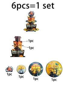 6pcs/Set Halloween Cupcake Stand, Food Display Rack, Dessert Shelf, Kitchen Dining Table Decor, Party Tabletop Decoration, Centerpiece, Party Background Decor, Suitable For Halloween, Theme Parties And Events, Indoor Decoration