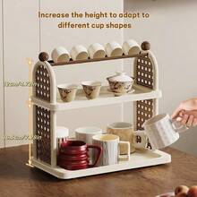 1pc Cup Holder Organizer Rack, Multi-Tier Table-Top Cup, Tea, Coffee Mug Display Stand, Kitchen Vintage Draining Shelf