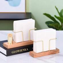 1pc/2pcs/4pcs Solid Wood Creative Vertical Tissue Holder, Napkin Holder For Kitchen Dining Table,Cafe Hotel Restaurant Desktop Napkin Holder, Simple Table Tissue Holder With Wood Base For Paper Napkins, Modern Dispenser For Home Decor