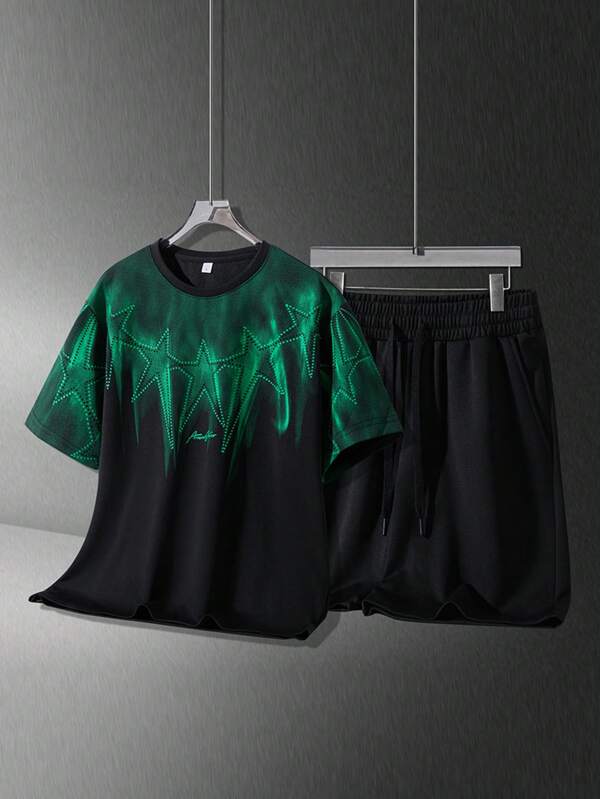 Men's Loose Fit Comfortable Summer Short Sleeve Shorts Set