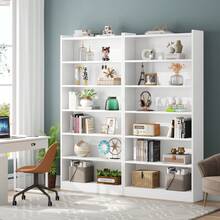 7-Tier Large Bookcase, 78-Inch Tall Modern Library Bookshelf With Storage Shelves, Open Display Shelving Unit For Bedroom, Living Room & Office, White - 白色 - 查看 10