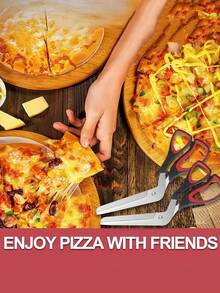 1把带舒适手柄的不锈钢披萨刀 - 多功能厨房剪刀，轻松切片切丁 - 彩色 - 查看 7