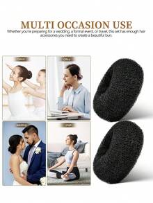 29 piezas Conjunto de accesorios para hacer moños de niña, que incluye 9 piezas de herramientas para hacer moños y 20 piezas de pasadores en forma de U - Negro - Ver 6