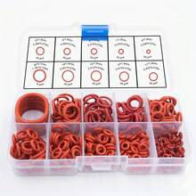 351 件硅胶 O 型圈密封垫圈套装，耐油耐热圆形橡胶组合，适用于汽车、管道和水龙头，10 种尺寸，工业液压、气动和水管密封件，55D 硬度，合成橡胶 - 紅色 - 查看 1