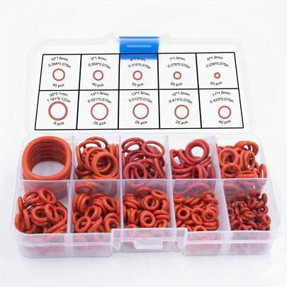 351 件硅胶 O 型圈密封垫圈套装，耐油耐热圆形橡胶组合，适用于汽车、管道和水龙头，10 种尺寸，工业液压、气动和水管密封件，55D 硬度，合成橡胶