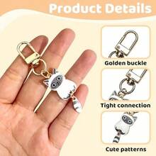 2pcs Cat Couple Keychain Pendant, Anti-Scratch Durable Cartoon Mini Bag Charm, 3cm Commuting Bag Zipper Puller Luggage Tag, National Style Accessory Keychain - Multicolor - View 5