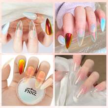 Unicorn Chrome Nail Powder, Aurora Unichrome Mermaid Aurora Nail Powder Pigment Pearlescent Nail Art Glitter Decoration For Home DIY Nail Salon Manicure - Sunset Glow,7118444 - 灰色 - 查看 5
