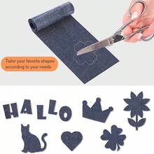 1/2/3pcs 3 Color Options Available: Jean Iron-On Patches, 3 X 20 Inch Repair Patches, Easily Cuttable Into Any Desired Shape, Clothing, Self-Adhesive Iron-On Patches, DIY Hole Patch (Dark Blue, Light Blue, Black) - View 6