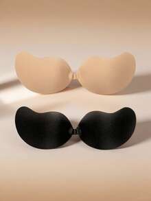 4/2/1件装粘性硅胶露背聚拢文胸,前扣式文胸,丰胸 - 透气亲肤罩杯,适合A-D罩杯,可多次使用,深V露背连衣裙 - 彩色 - 查看 2